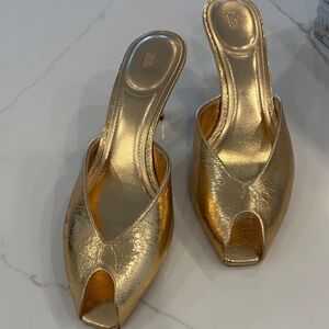 Zara Metallic Gold Mules